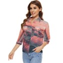 Ocean Waves Sunset Women s Quarter Sleeve Pocket Shirt View3