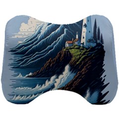 Lighthouse Sea Waves Head Support Cushion by uniart180623