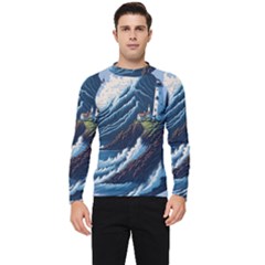 Lighthouse Sea Waves Men s Long Sleeve Rash Guard by uniart180623