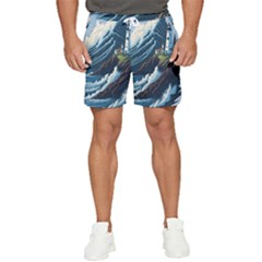 Lighthouse Sea Waves Men s Runner Shorts by uniart180623