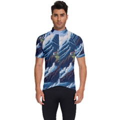 Lighthouse Sea Waves Men s Short Sleeve Cycling Jersey by uniart180623