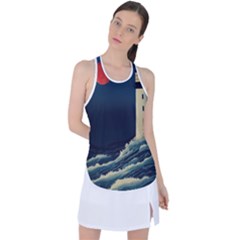 Lighthouse Lunar Eclipse Blood Moon Racer Back Mesh Tank Top by uniart180623