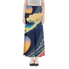 Japanese Japan Waves Sea Ocean Full Length Maxi Skirt by uniart180623