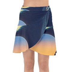 Japanese Japan Waves Sea Ocean Wrap Front Skirt by uniart180623