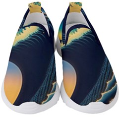 Japanese Japan Waves Sea Ocean Kids  Slip On Sneakers by uniart180623