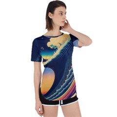 Japanese Japan Waves Sea Ocean Perpetual Short Sleeve T-shirt by uniart180623