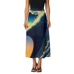 Japanese Japan Waves Sea Ocean Classic Midi Chiffon Skirt by uniart180623