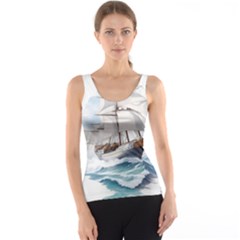 Ship Sail Sea Waves Women s Basic Tank Top by uniart180623