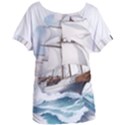 Ship Sail Sea Waves Women s Oversized T-Shirt View1