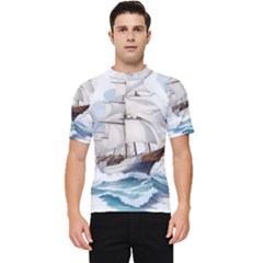 Ship Sail Sea Waves Men s Short Sleeve Rash Guard by uniart180623