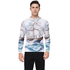 Ship Sail Sea Waves Men s Long Sleeve Rash Guard by uniart180623