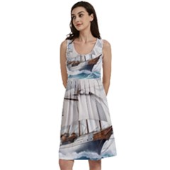 Ship Sail Sea Waves Classic Skater Dress