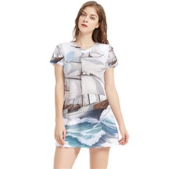 Ship Sail Sea Waves Women s Sports Skirt by uniart180623