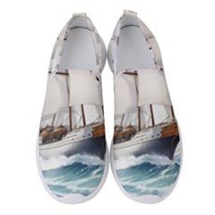 Ship Sail Sea Waves Women s Slip On Sneakers by uniart180623