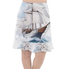 Ship Sail Sea Waves Fishtail Chiffon Skirt by uniart180623