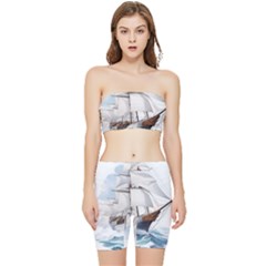 Ship Sail Sea Waves Stretch Shorts And Tube Top Set by uniart180623