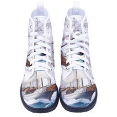 Ship Sail Sea Waves Men s High-top Canvas Sneakers