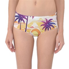 Nature Tropical Palm Trees Sunset Mid-waist Bikini Bottoms by uniart180623