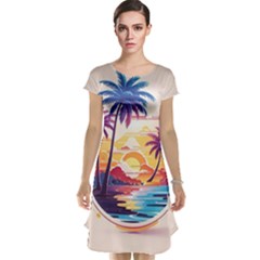 Nature Tropical Palm Trees Sunset Cap Sleeve Nightdress