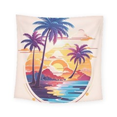 Nature Tropical Palm Trees Sunset Square Tapestry (small) by uniart180623