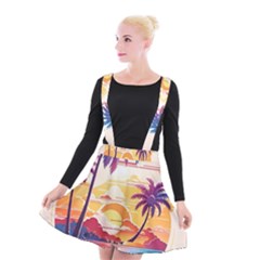 Nature Tropical Palm Trees Sunset Suspender Skater Skirt by uniart180623