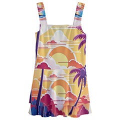 Nature Tropical Palm Trees Sunset Kids  Layered Skirt Swimsuit by uniart180623