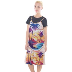 Nature Tropical Palm Trees Sunset Camis Fishtail Dress by uniart180623