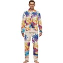 Nature Tropical Palm Trees Sunset Men s Long Sleeve Velvet Pocket Pajamas Set View1