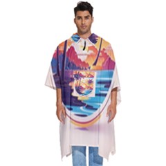 Nature Tropical Palm Trees Sunset Men s Hooded Rain Ponchos by uniart180623