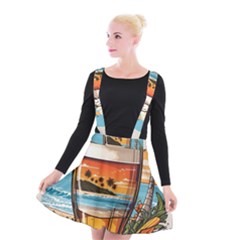 Beach Summer Drink Suspender Skater Skirt by uniart180623