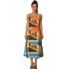 Beach Summer Drink Square Neckline Tiered Midi Dress by uniart180623