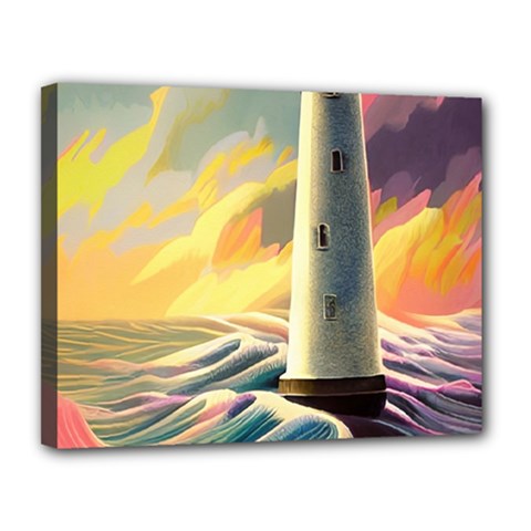 Lighthouse Colorful Abstract Art Canvas 14  X 11  (stretched) by uniart180623