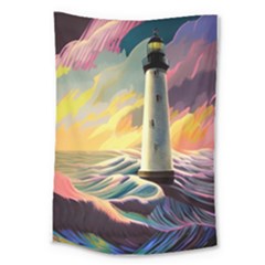 Lighthouse Colorful Abstract Art Large Tapestry