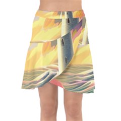 Lighthouse Colorful Abstract Art Wrap Front Skirt by uniart180623