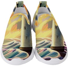 Lighthouse Colorful Abstract Art Kids  Slip On Sneakers by uniart180623