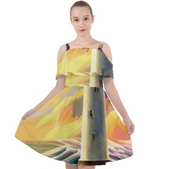 Lighthouse Colorful Abstract Art Cut Out Shoulders Chiffon Dress by uniart180623