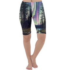 Northern Lights Aurora Borealis Cropped Leggings  by uniart180623