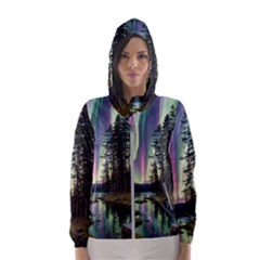 Northern Lights Aurora Borealis Women s Hooded Windbreaker