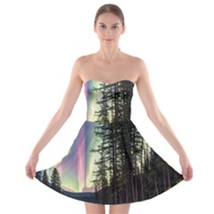 Northern Lights Aurora Borealis Strapless Bra Top Dress by uniart180623