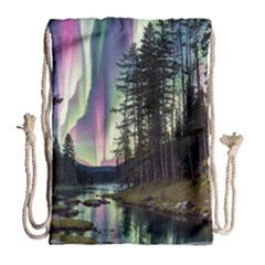 Northern Lights Aurora Borealis Drawstring Bag (large) by uniart180623