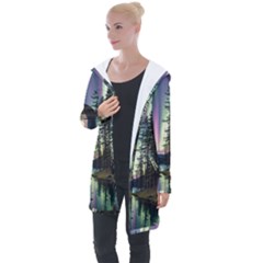 Northern Lights Aurora Borealis Longline Hooded Cardigan by uniart180623