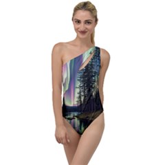 Northern Lights Aurora Borealis To One Side Swimsuit by uniart180623