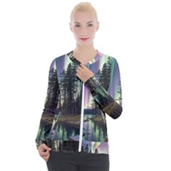 Northern Lights Aurora Borealis Casual Zip Up Jacket by uniart180623