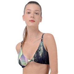 Northern Lights Aurora Borealis Knot Up Bikini Top by uniart180623