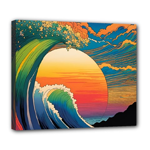 Waves Rainbow Sea Deluxe Canvas 24  X 20  (stretched) by uniart180623