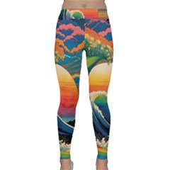 Waves Rainbow Sea Classic Yoga Leggings by uniart180623