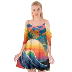 Waves Rainbow Sea Cutout Spaghetti Strap Chiffon Dress by uniart180623