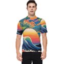 Waves Rainbow Sea Men s Short Sleeve Rash Guard View1