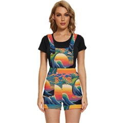 Waves Rainbow Sea Short Overalls by uniart180623