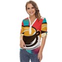 Coffee Tea Cappuccino Zip Up Long Sleeve Blouse View2